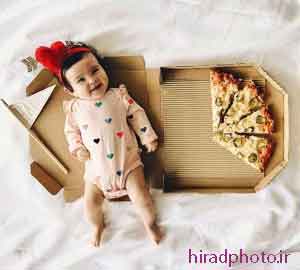 ایده پیتزا برای عکاسی از نوزاد
